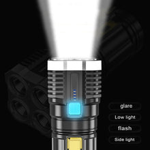 Load image into Gallery viewer, 4-core Super Bright Flashlight Rechargeable.
