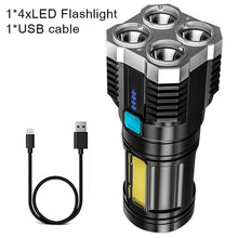 Load image into Gallery viewer, 4-core Super Bright Flashlight Rechargeable.
